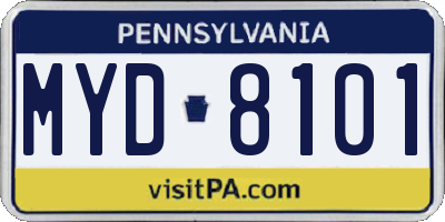 PA license plate MYD8101