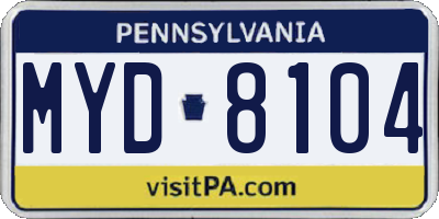 PA license plate MYD8104