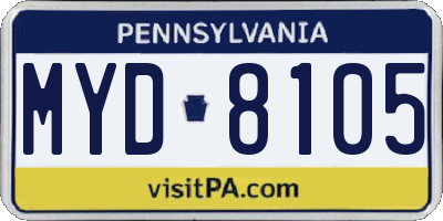 PA license plate MYD8105