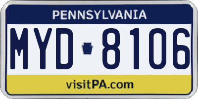 PA license plate MYD8106