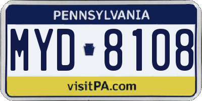 PA license plate MYD8108