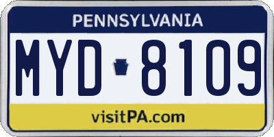 PA license plate MYD8109