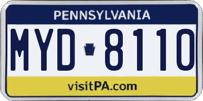 PA license plate MYD8110