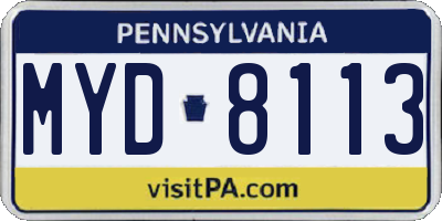 PA license plate MYD8113