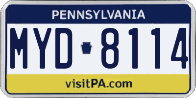 PA license plate MYD8114