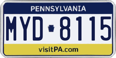 PA license plate MYD8115