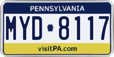PA license plate MYD8117