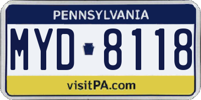 PA license plate MYD8118