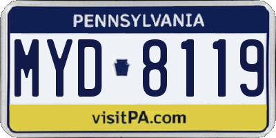 PA license plate MYD8119