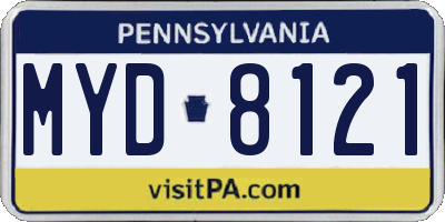 PA license plate MYD8121
