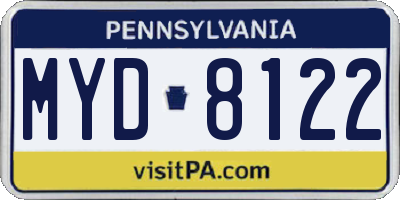 PA license plate MYD8122