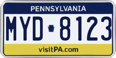 PA license plate MYD8123