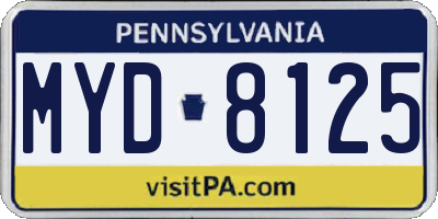 PA license plate MYD8125