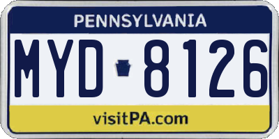 PA license plate MYD8126