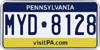 PA license plate MYD8128