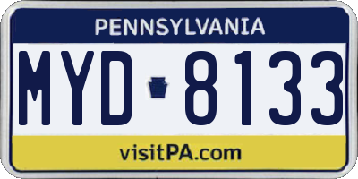 PA license plate MYD8133