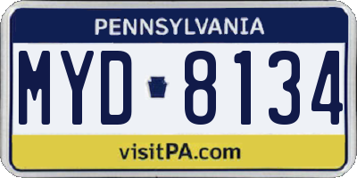 PA license plate MYD8134