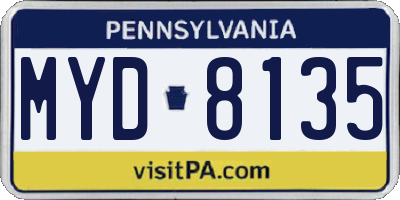 PA license plate MYD8135