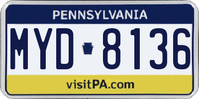 PA license plate MYD8136