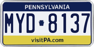 PA license plate MYD8137