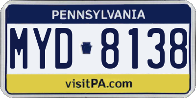 PA license plate MYD8138