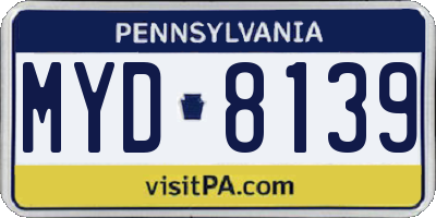 PA license plate MYD8139