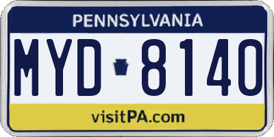 PA license plate MYD8140