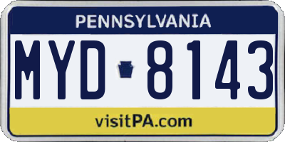 PA license plate MYD8143