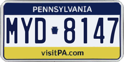 PA license plate MYD8147