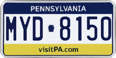 PA license plate MYD8150