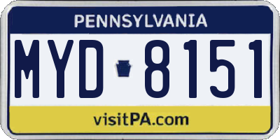 PA license plate MYD8151