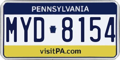 PA license plate MYD8154