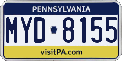 PA license plate MYD8155