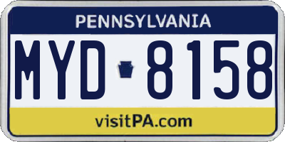PA license plate MYD8158