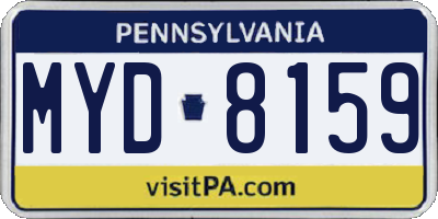 PA license plate MYD8159