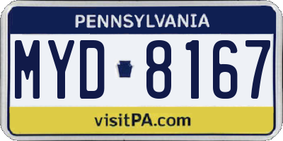 PA license plate MYD8167