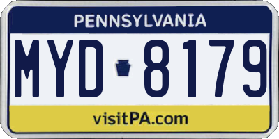 PA license plate MYD8179