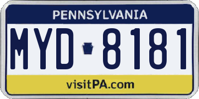 PA license plate MYD8181