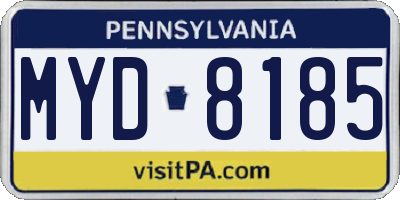 PA license plate MYD8185