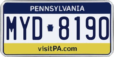 PA license plate MYD8190