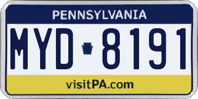 PA license plate MYD8191