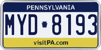 PA license plate MYD8193
