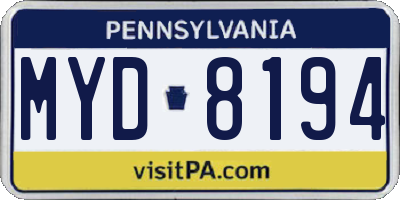 PA license plate MYD8194