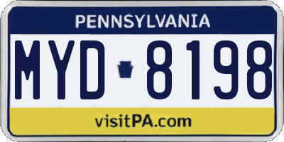 PA license plate MYD8198