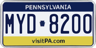 PA license plate MYD8200