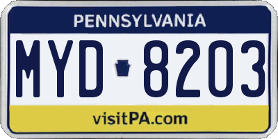 PA license plate MYD8203