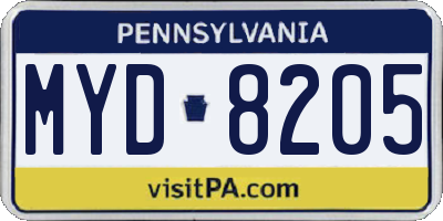 PA license plate MYD8205