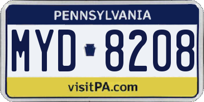 PA license plate MYD8208