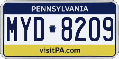 PA license plate MYD8209