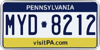 PA license plate MYD8212
